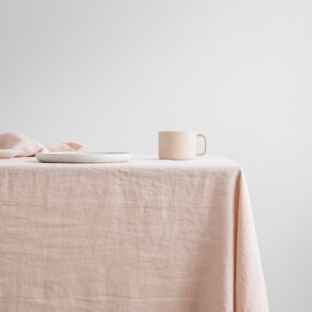 Linen Tablecloth - Blush. Available in Small 150cm x 240cm & Medium 180cm x 300cm.