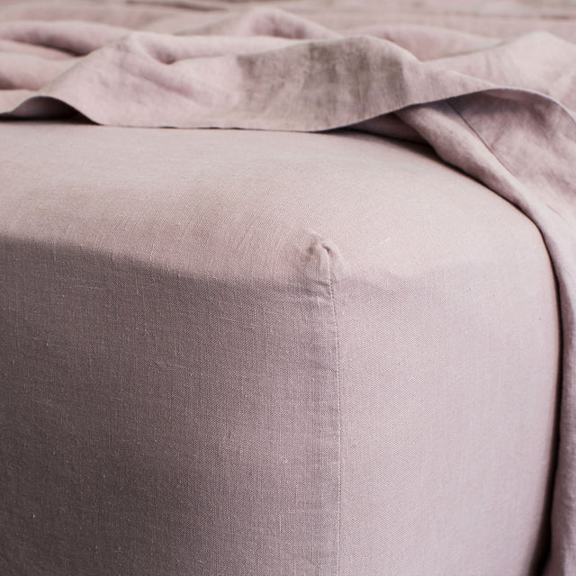 Linen Fitted Sheet - Dusk. Available in Double, King, Super King.