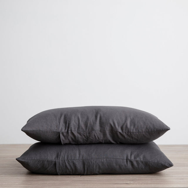 Set of 2 Linen Pillowcases - Slate. Available in Standard & King.