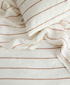 Linen Flat Sheet with Border - Cedar Stripe