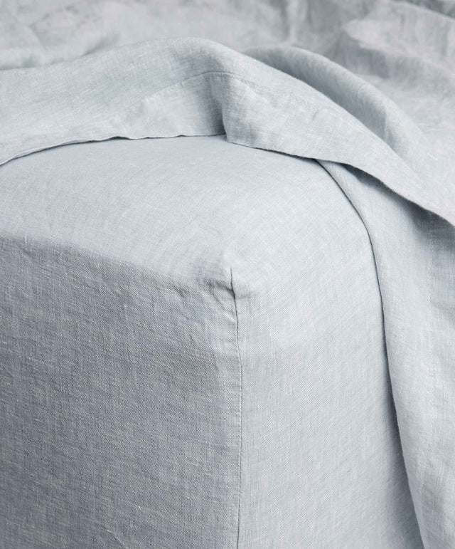 Linen Fitted Sheet - Sky