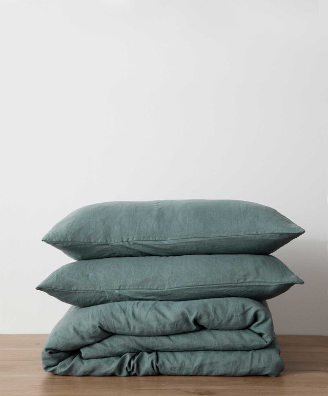 Linen Duvet Cover Set - Bluestone