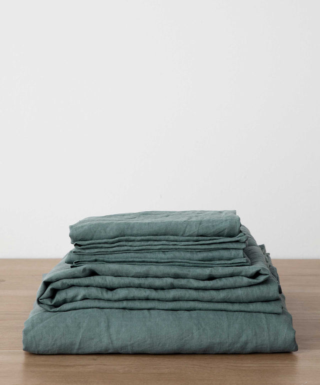 Linen Sheet Set with Pillowcases - Bluestone