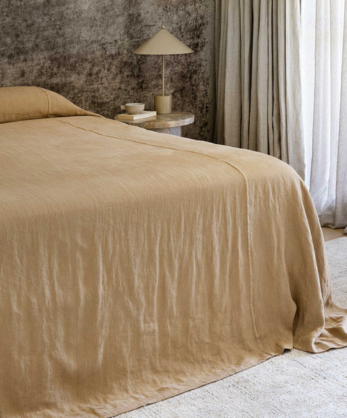 Heavyweight Linen Bedcover Sand