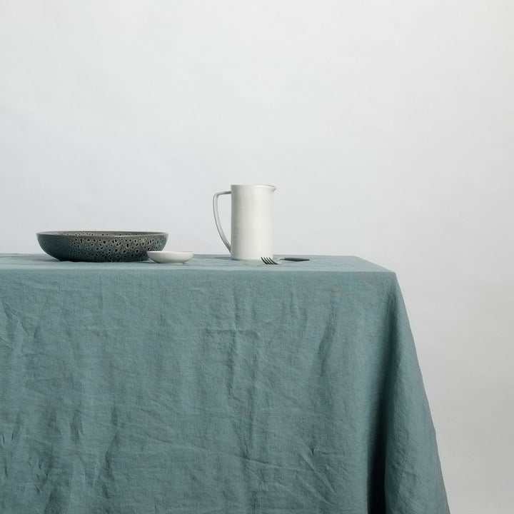 Linen Tablecloth in Bluestone. Available in Small 150cm x 240cm & Medium 180cm x 300cm.