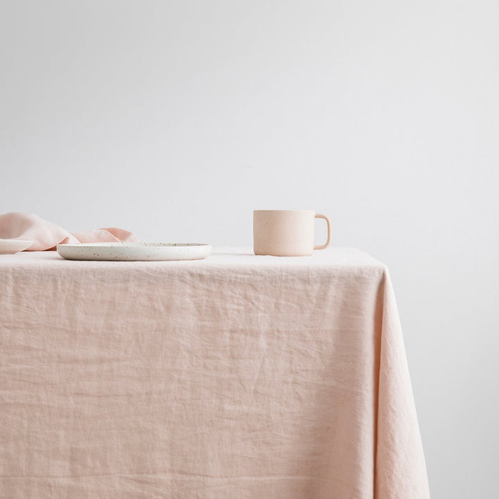 Linen Tablecloth - Blush. Available in Small 150cm x 240cm & Medium 180cm x 300cm.