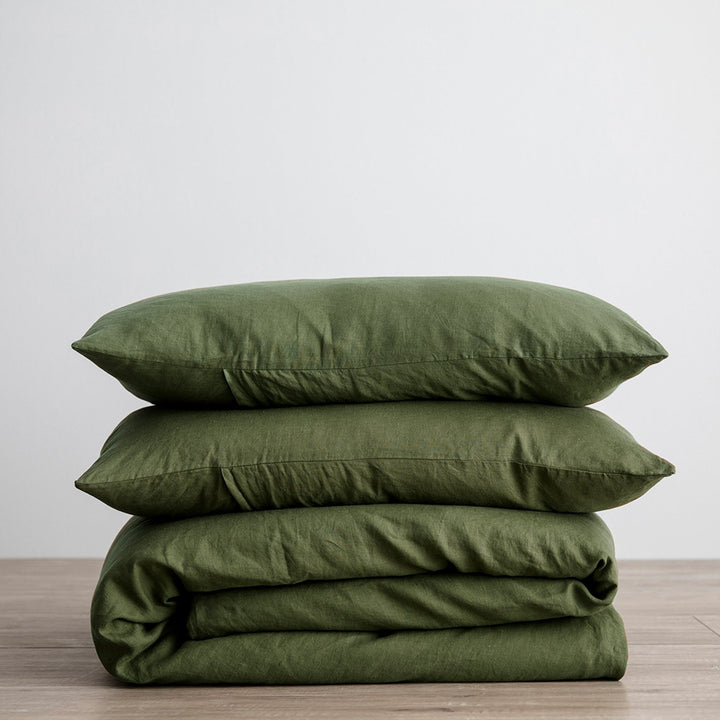 Linen Duvet Cover Set - Forest. Available in Single, Double, King, Super King.