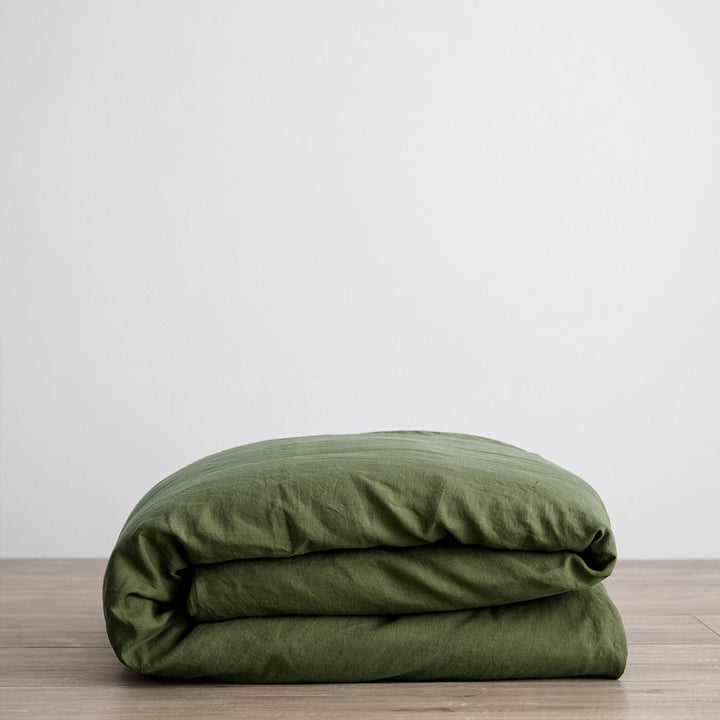 Linen Duvet Cover - Forest. Available in Double, King, Super King.
