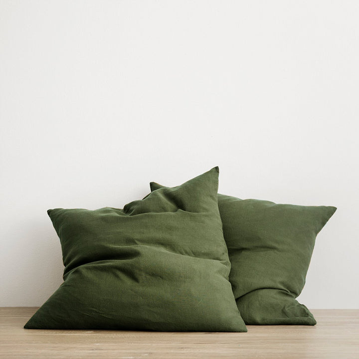 Set of 2 Linen Euro Pillowcases in Forest
