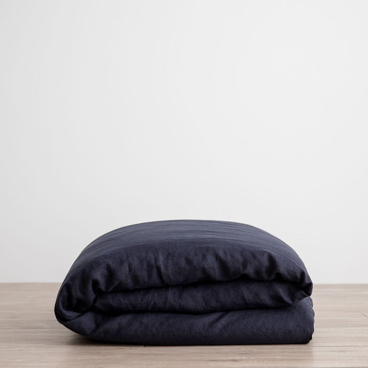 Linen Duvet Cover - Navy. Available in Double, King, Super King.