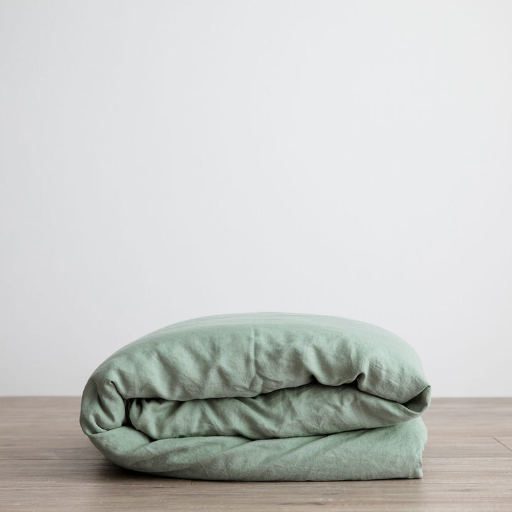 Linen Duvet Cover - Sage. Available in Double, King, Super King.