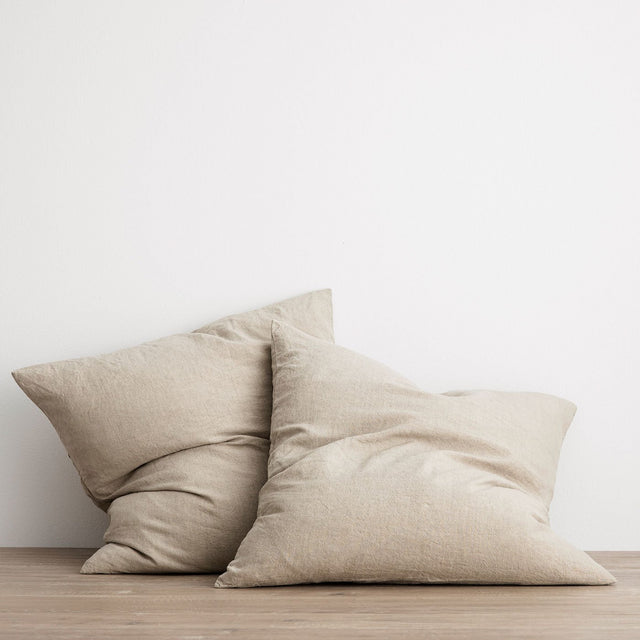 Set of 2 Linen Euro Pillowcases - Natural
