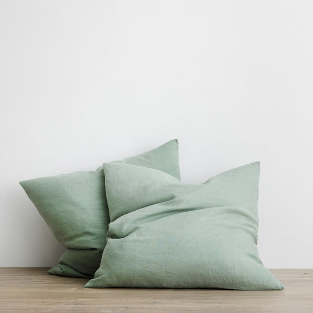 Set of 2 Linen Euro Pillowcases - Sage