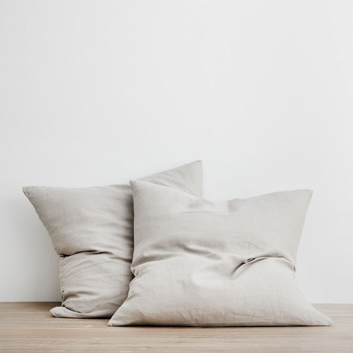 Set of 2 Linen Euro Pillowcases - Smoke Grey