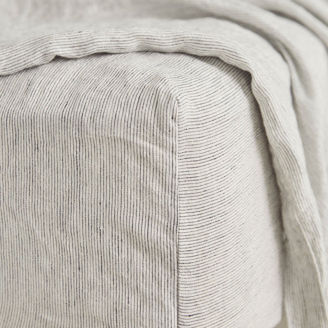 Linen Fitted Sheet - Pinstripe. Available in Double, King, Super King.