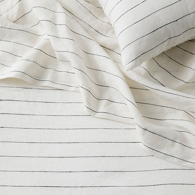 Linen Flat Sheet - Pencil Stripe