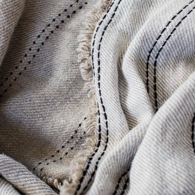 A close up of the Mira Linen Throw in Ana