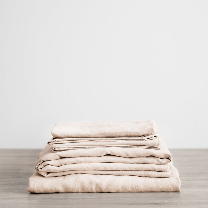 Linen Sheet Set with Pillowcases - Blush. Available in Single, Double, King, Super King.