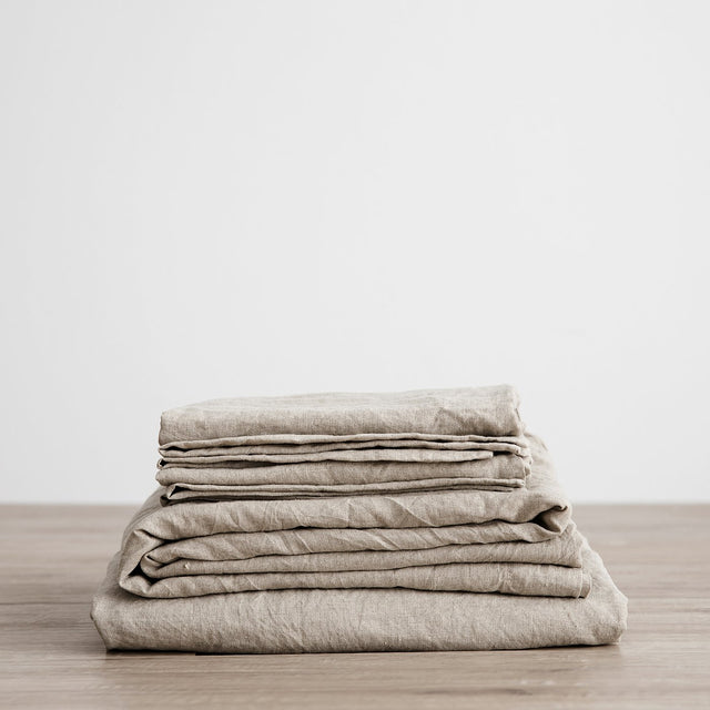 Linen Sheet Set with Pillowcases - Natural. Available in Single, Double, King.
