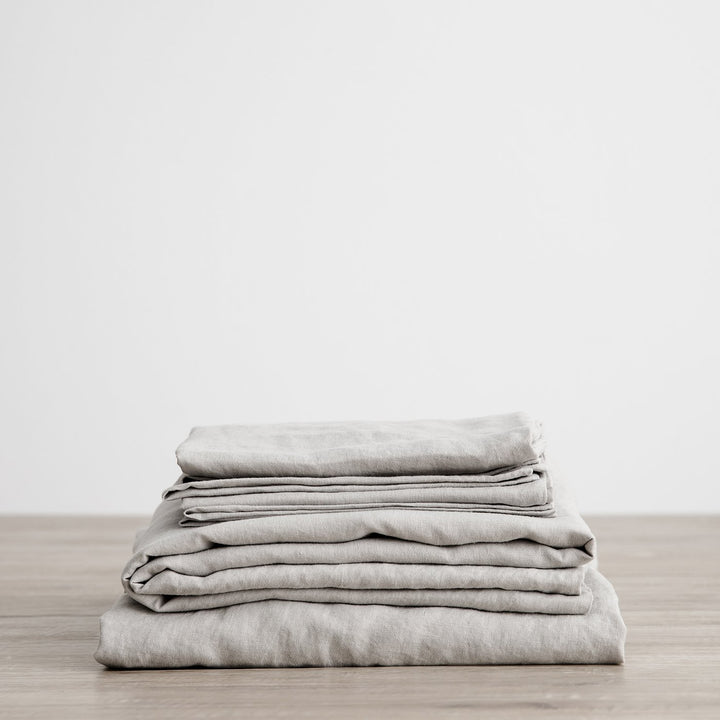 Linen Sheet Set with Pillowcases - Smoke Grey. Available in Single, Double, King, Super King.