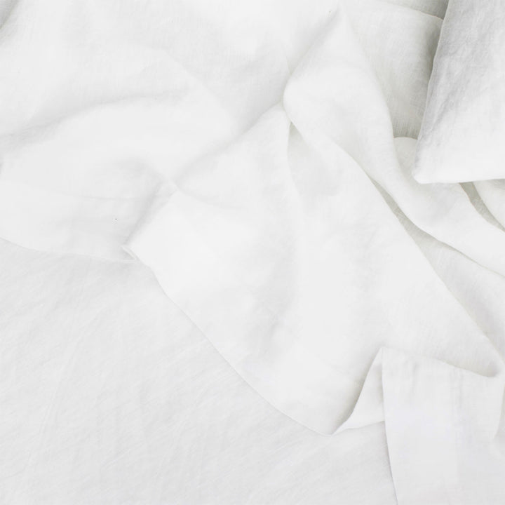 Linen Flat Sheet - White. Available in Single, Double, King, Super King.
