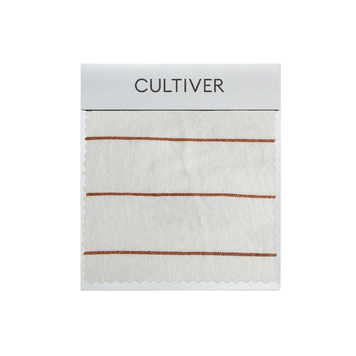 A CULTIVER Linen Swatch - Cedar Stripe